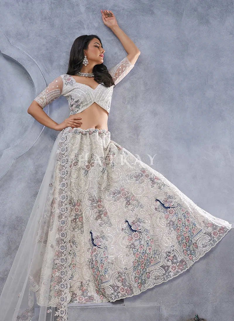 Pearl White Bridal Lehenga Choli