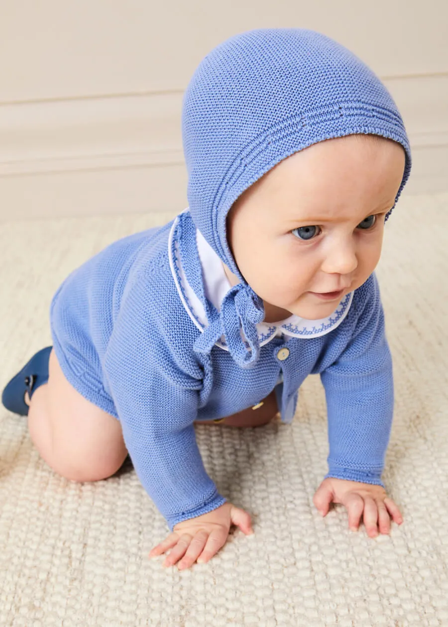 Peter Pan Collar Embroidered Detail Short Sleeve Bodysuit in Blue (3mths-3yrs)