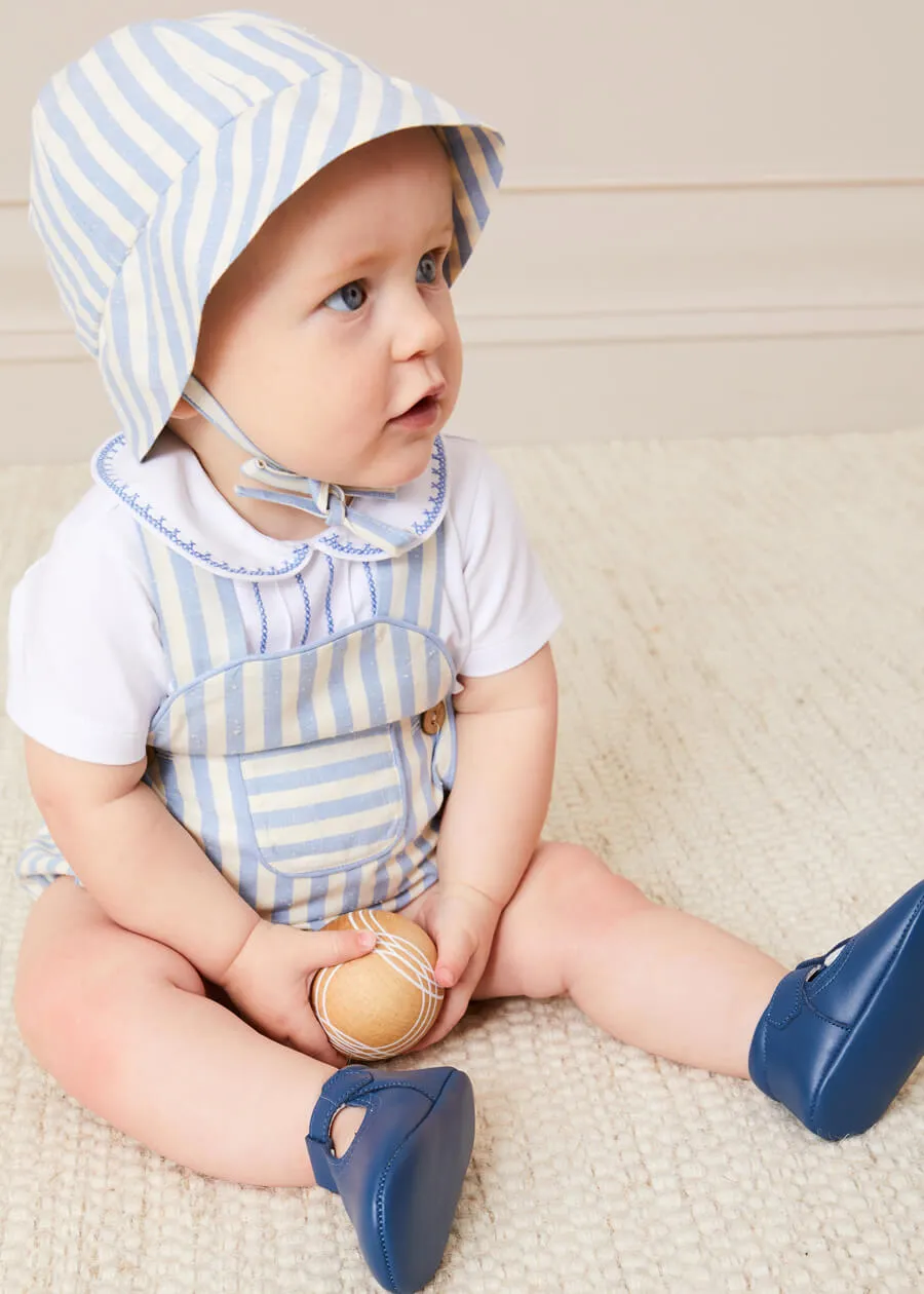 Peter Pan Collar Embroidered Detail Short Sleeve Bodysuit in Blue (3mths-3yrs)