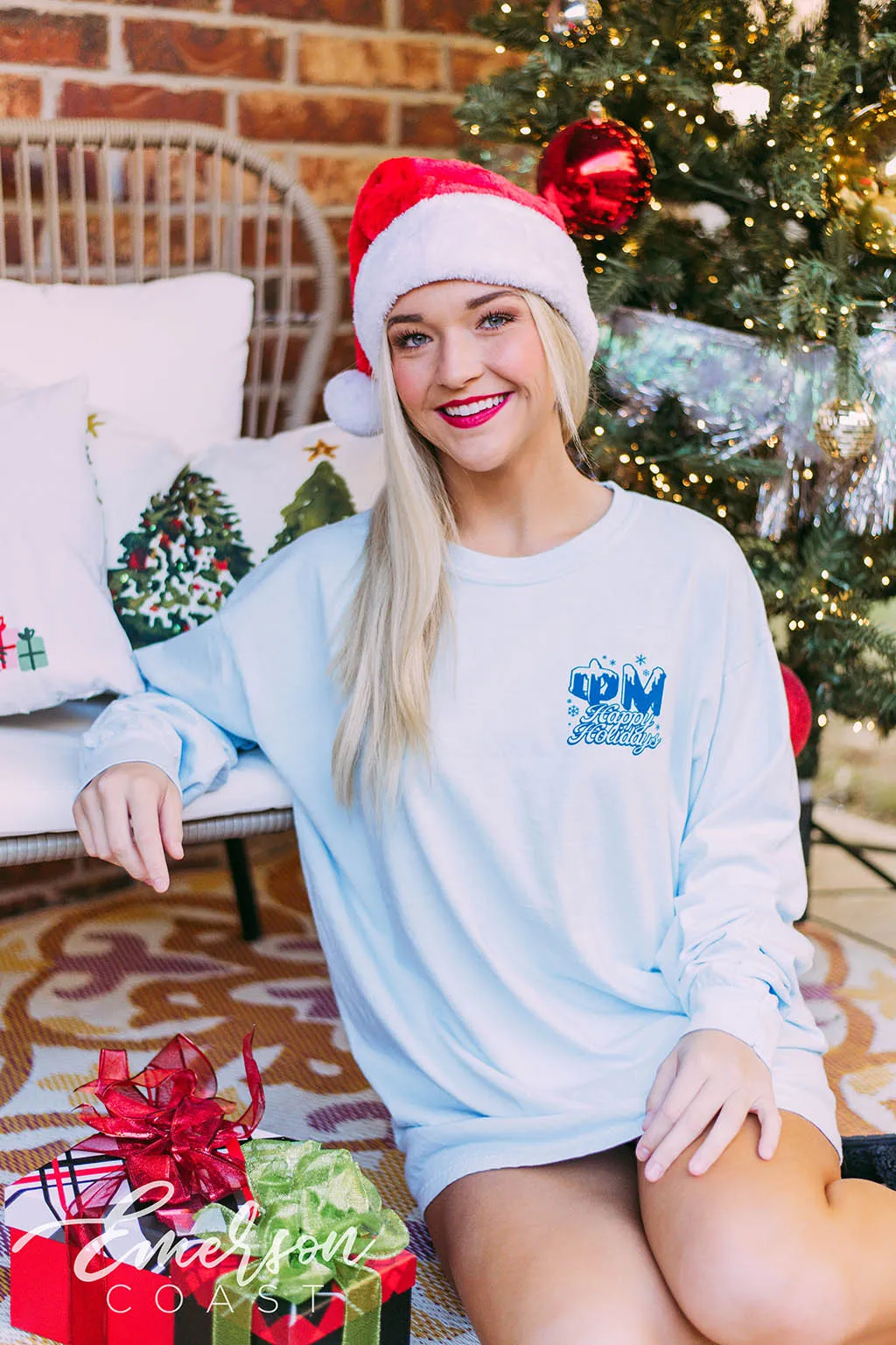 Phi Mu Happy Holidays Long Sleeve Tee