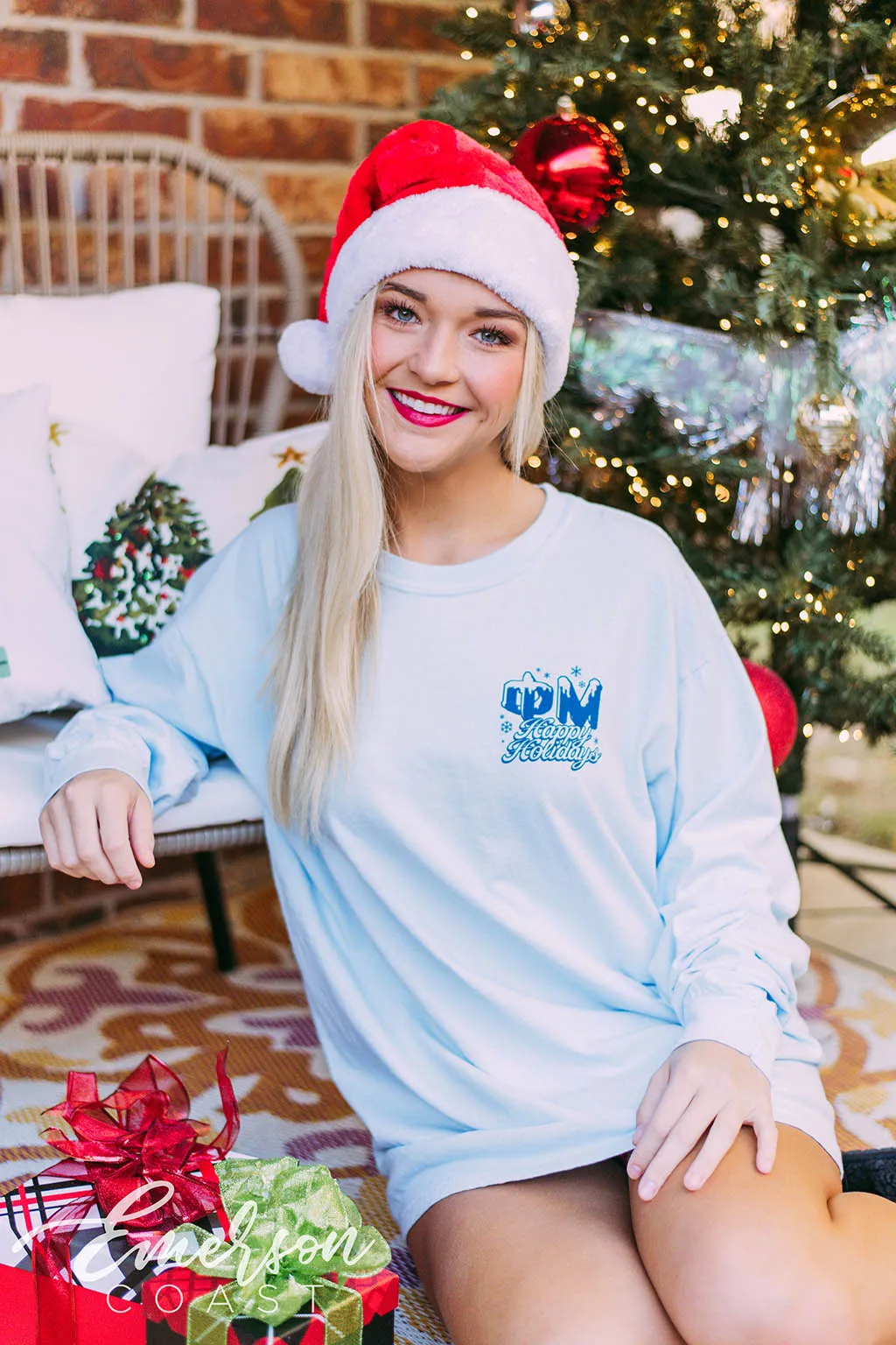 Phi Mu Happy Holidays Long Sleeve Tee