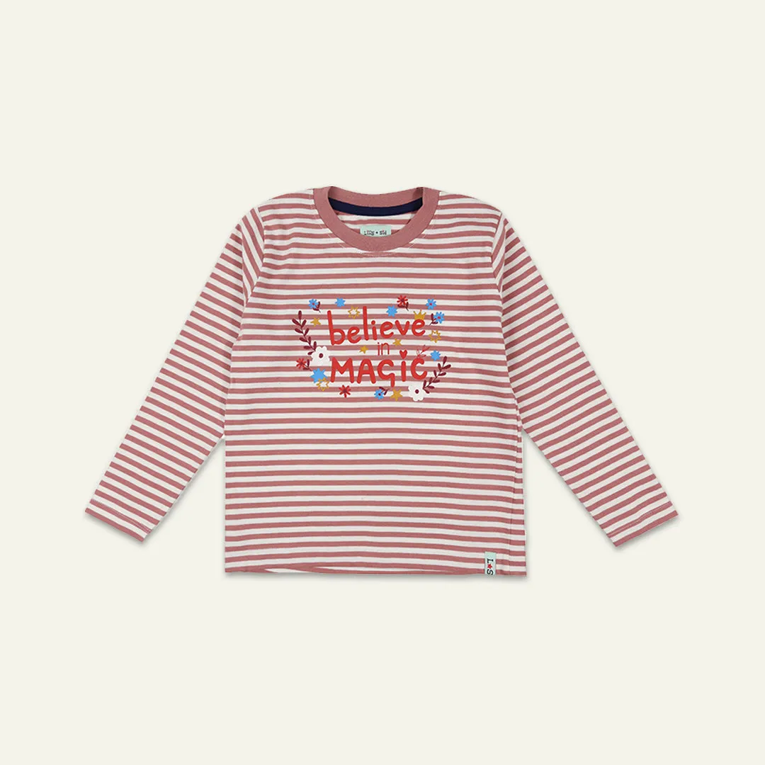 Pink Believe In Magic Slogan Print Top