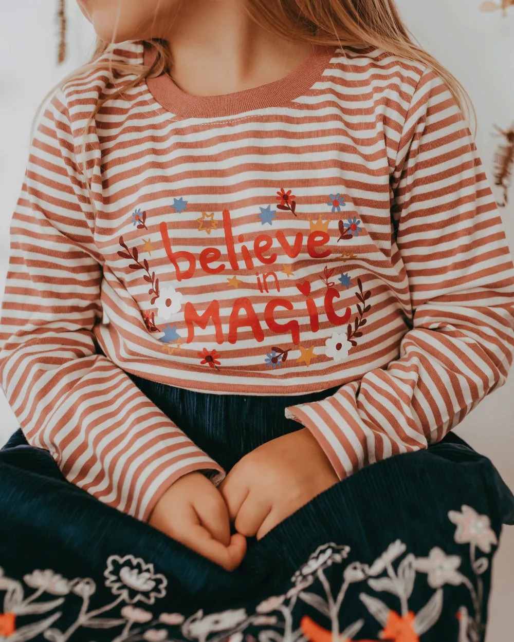 Pink Believe In Magic Slogan Print Top