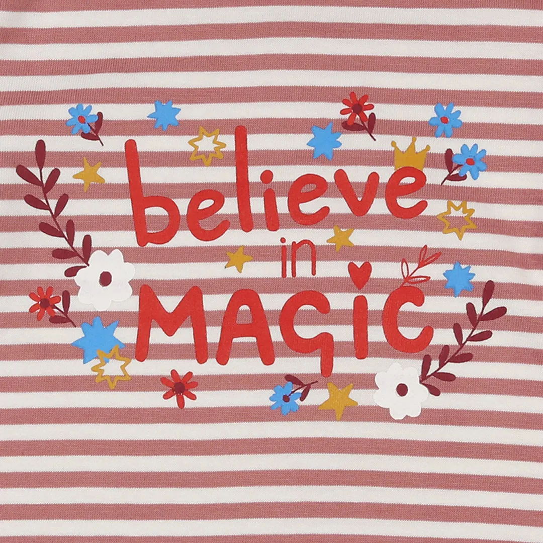 Pink Believe In Magic Slogan Print Top
