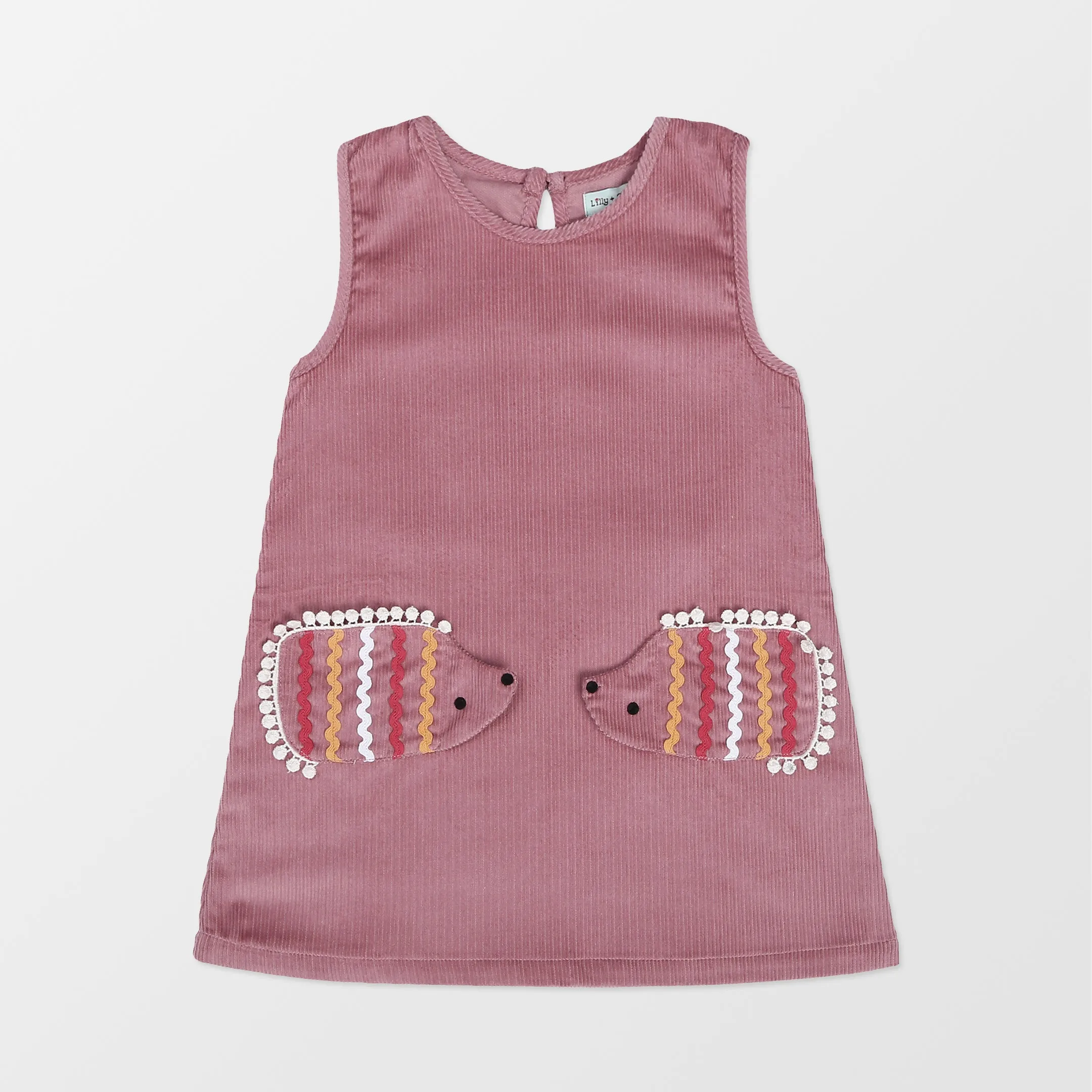 Pink Hedgehog Applique Dress
