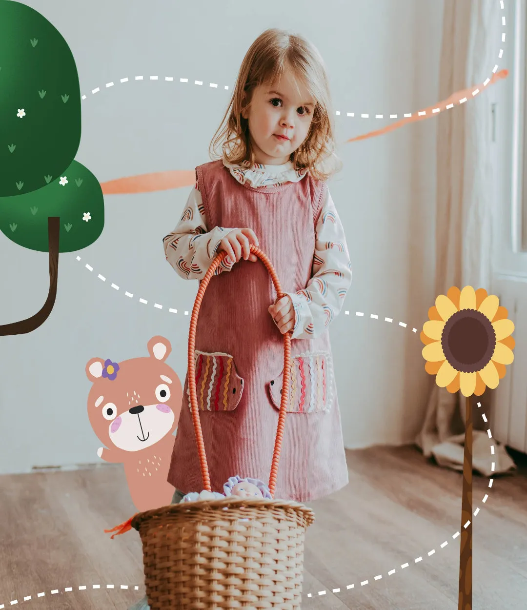 Pink Hedgehog Applique Dress