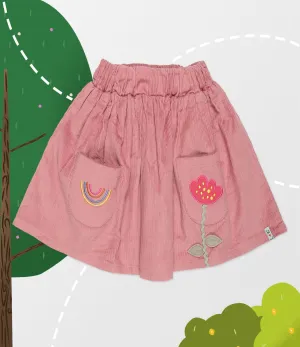 Pink Tulip And Rainbow Applique Skirt
