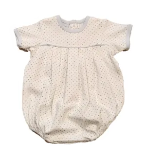Pleated Blue Dot Romper Bubble