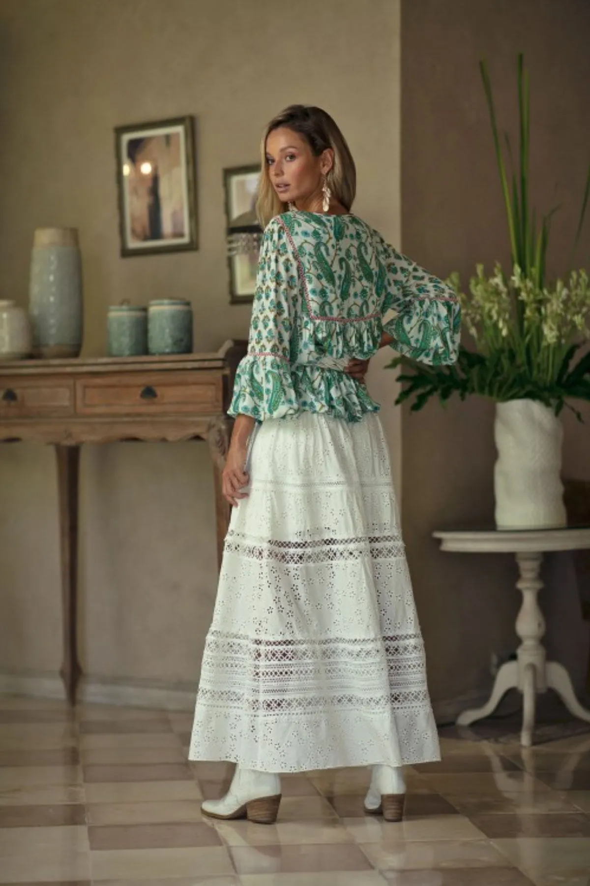 Plumeria Tu Skirt Lace White