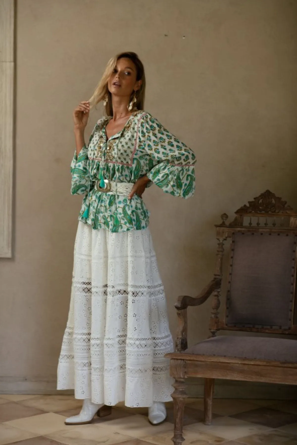 Plumeria Tu Skirt Lace White