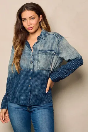 Polka Dot Chambray Top