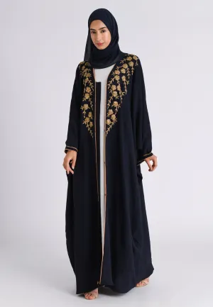 Premium Luxury Navy Embellished Open Farasha Abaya