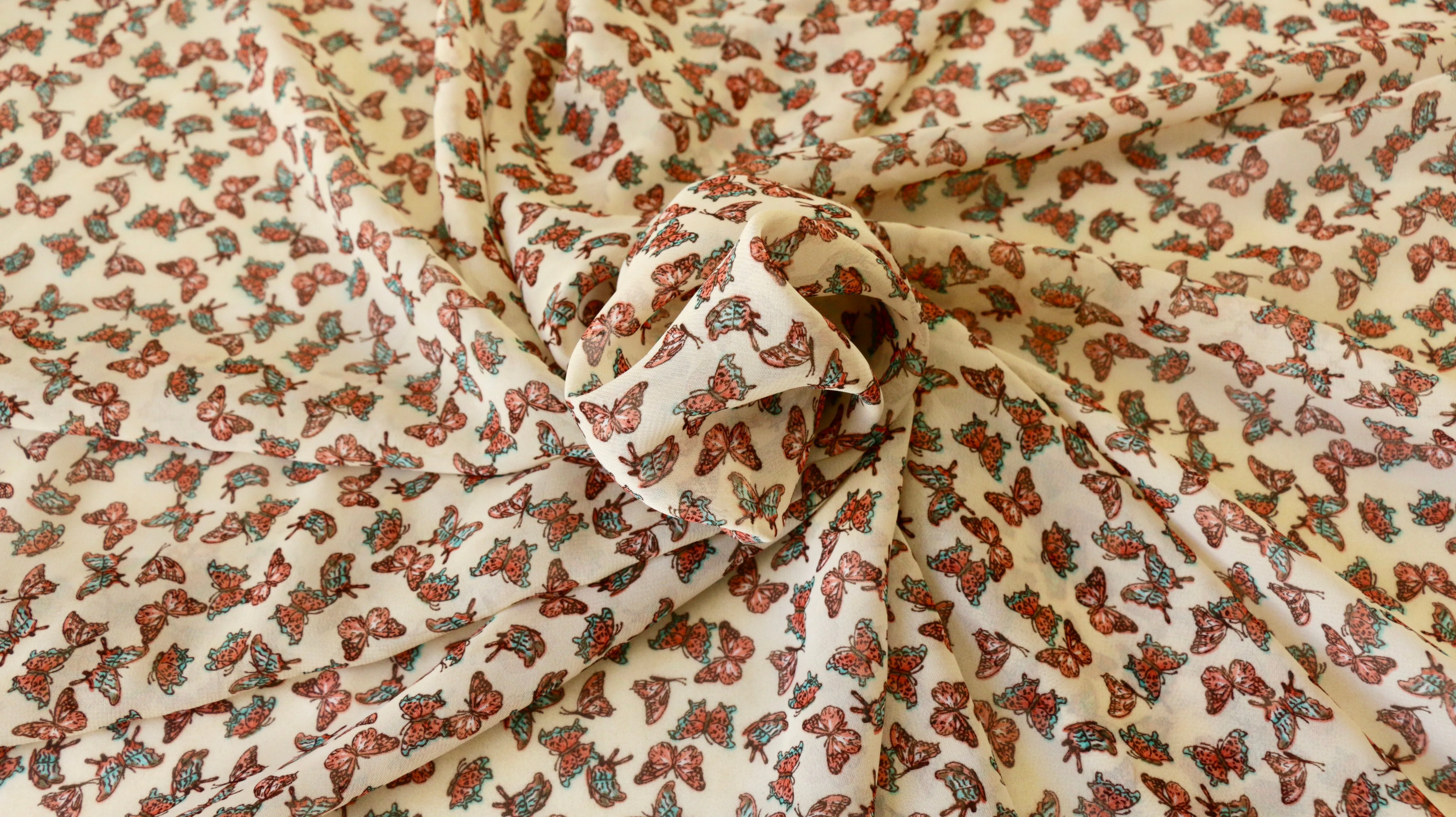PRINTED CHIFFON FABRIC - Small butterfly design
