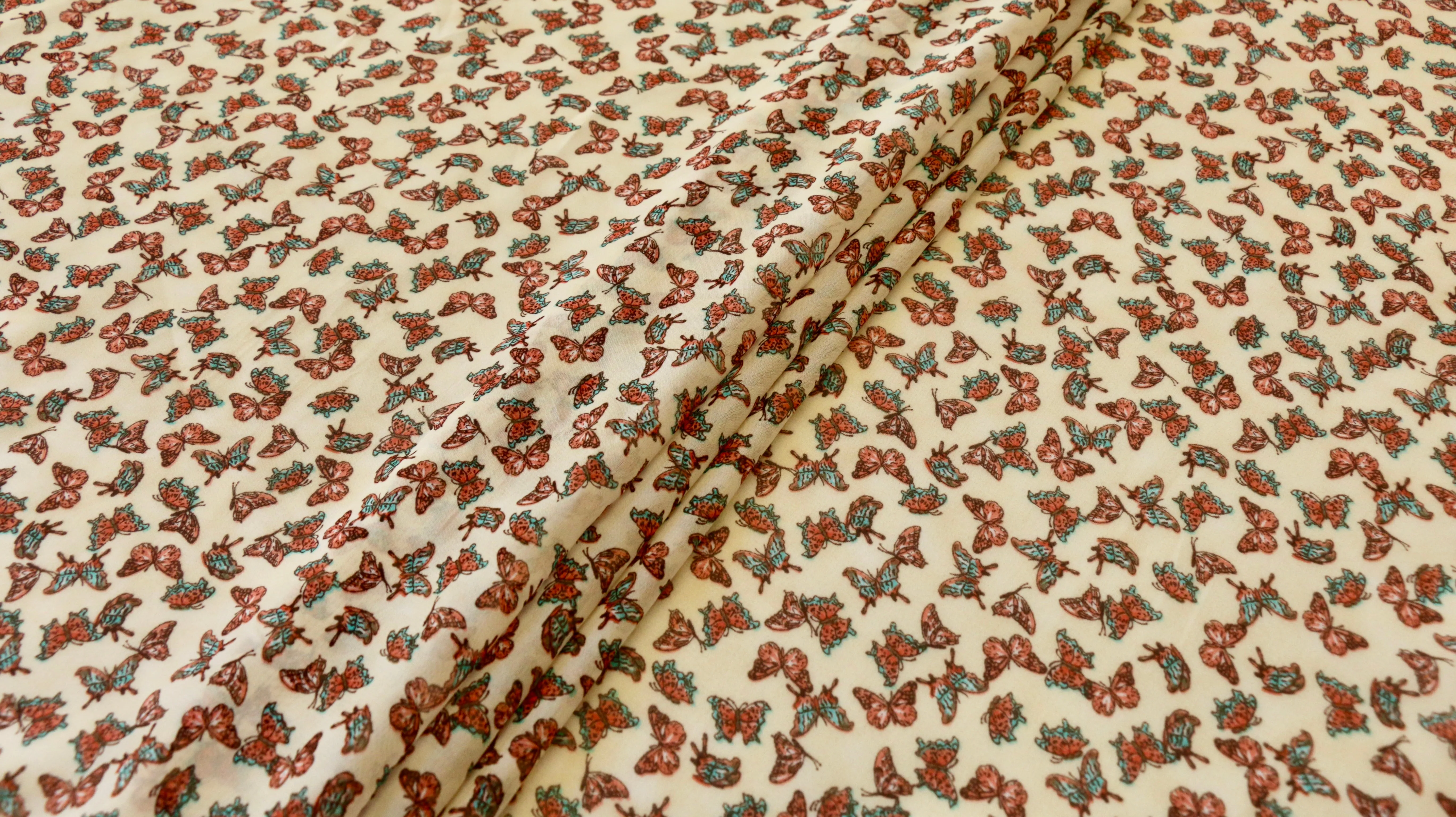 PRINTED CHIFFON FABRIC - Small butterfly design