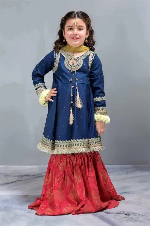 Punjabi Attire for Baby Girl in Blue Orange color by Maria. B - k813