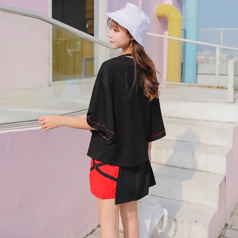 "CHERRY BLOSSOM EMBROIDERED" TOP   PLEATED SKIRT SET K092512