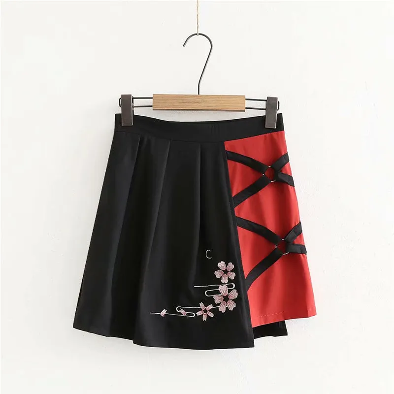 "CHERRY BLOSSOM EMBROIDERED" TOP   PLEATED SKIRT SET K092512