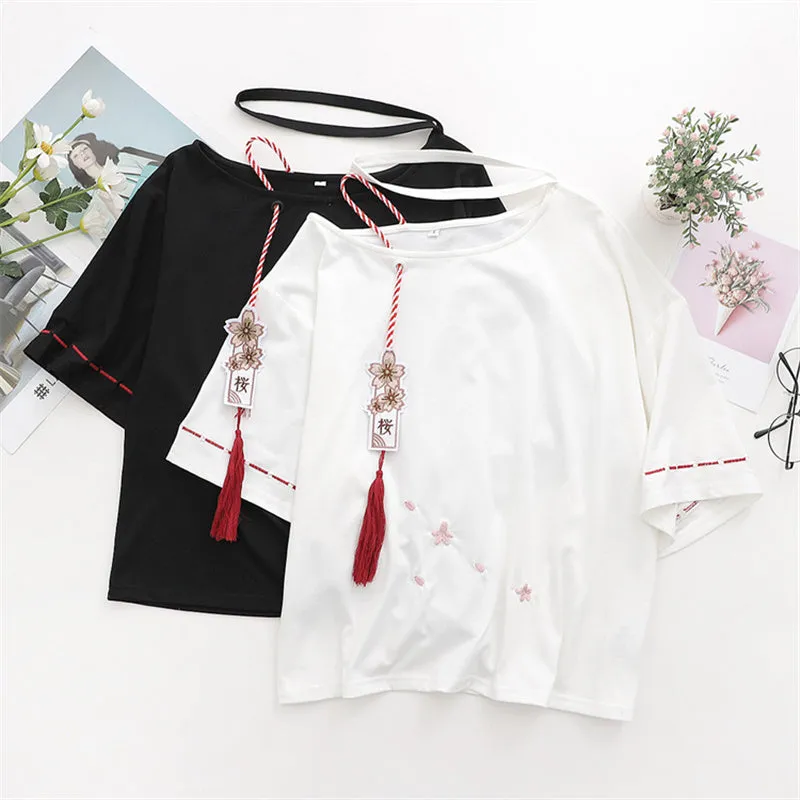 "CHERRY BLOSSOM EMBROIDERED" TOP   PLEATED SKIRT SET K092512