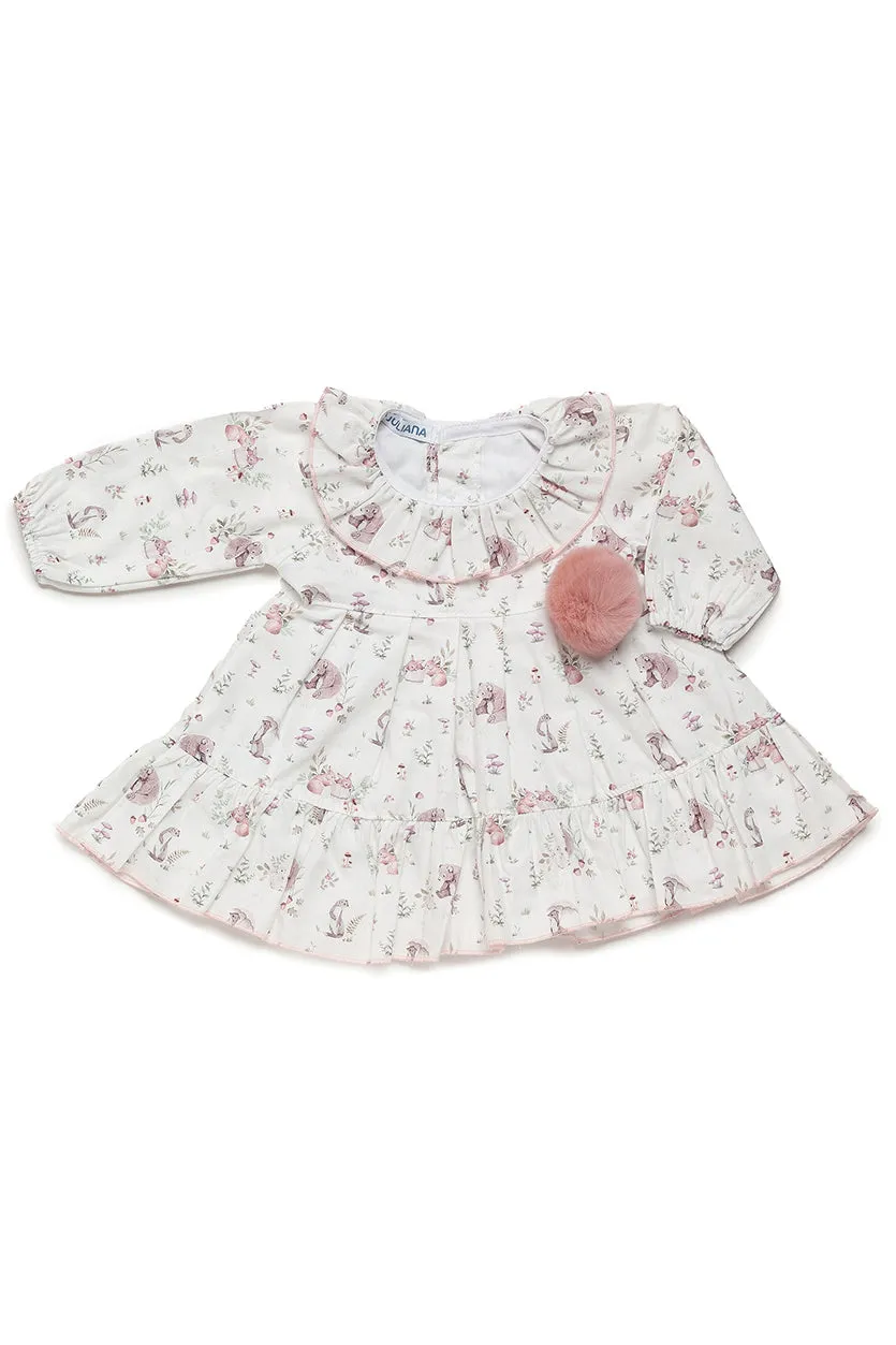 "Estie" Dusky Pink Forest Animals Dress