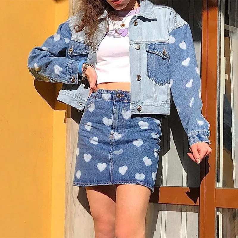 "LOVE PRINT DENIM" SKIRT N040703