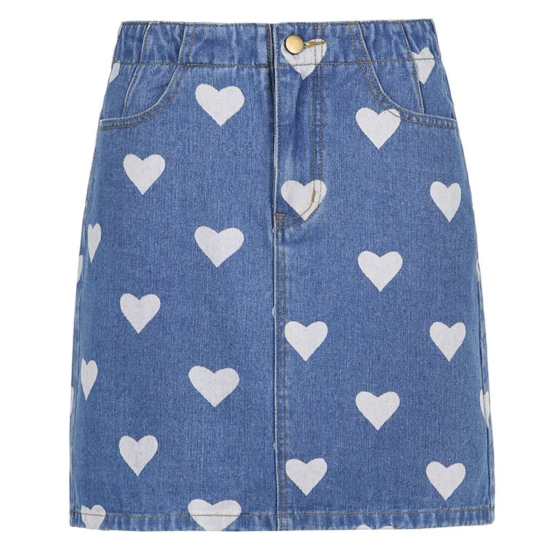 "LOVE PRINT DENIM" SKIRT N040703