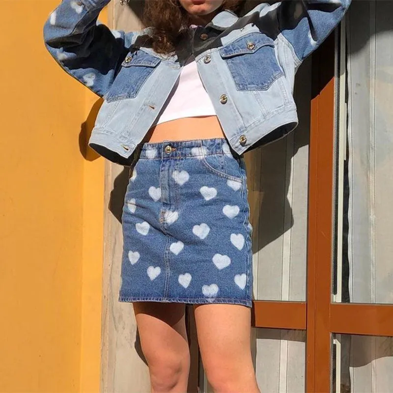 "LOVE PRINT DENIM" SKIRT N040703