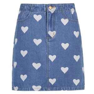 "LOVE PRINT DENIM" SKIRT N040703
