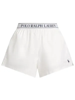RALPH LAUREN WOMEN Logo-waistband Ripstop Short Ceramic White