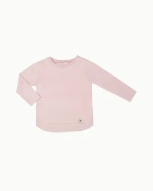 Raw Edge Long Tee in Ballet Pink