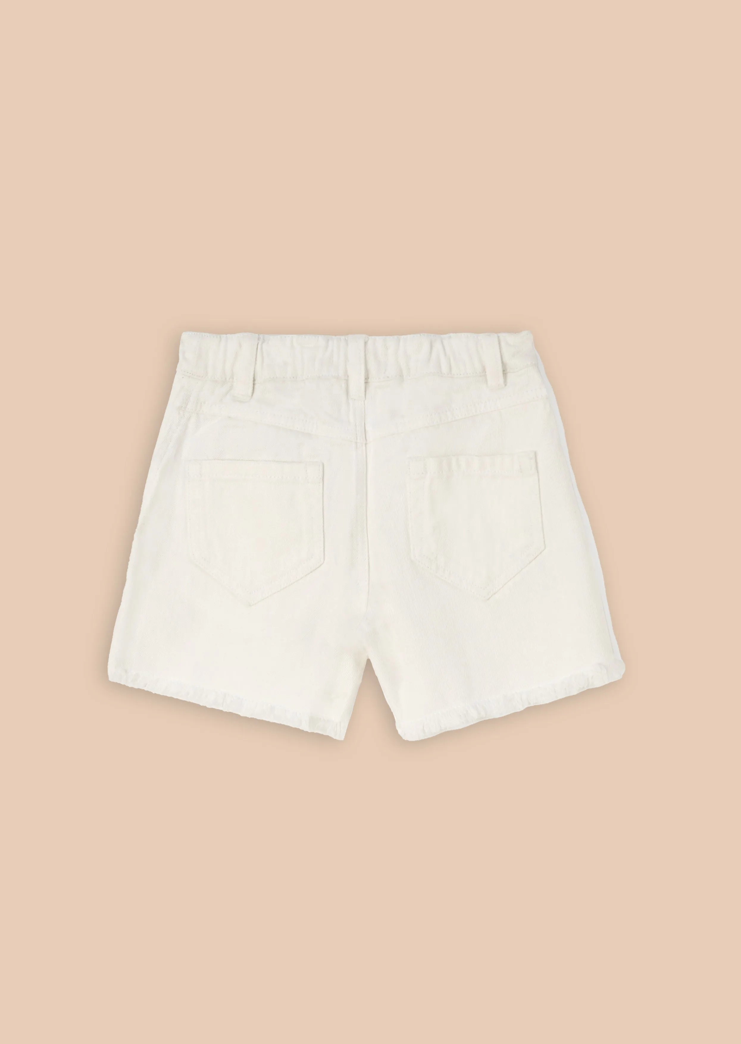 Raya Cream Embroidered Denim Short
