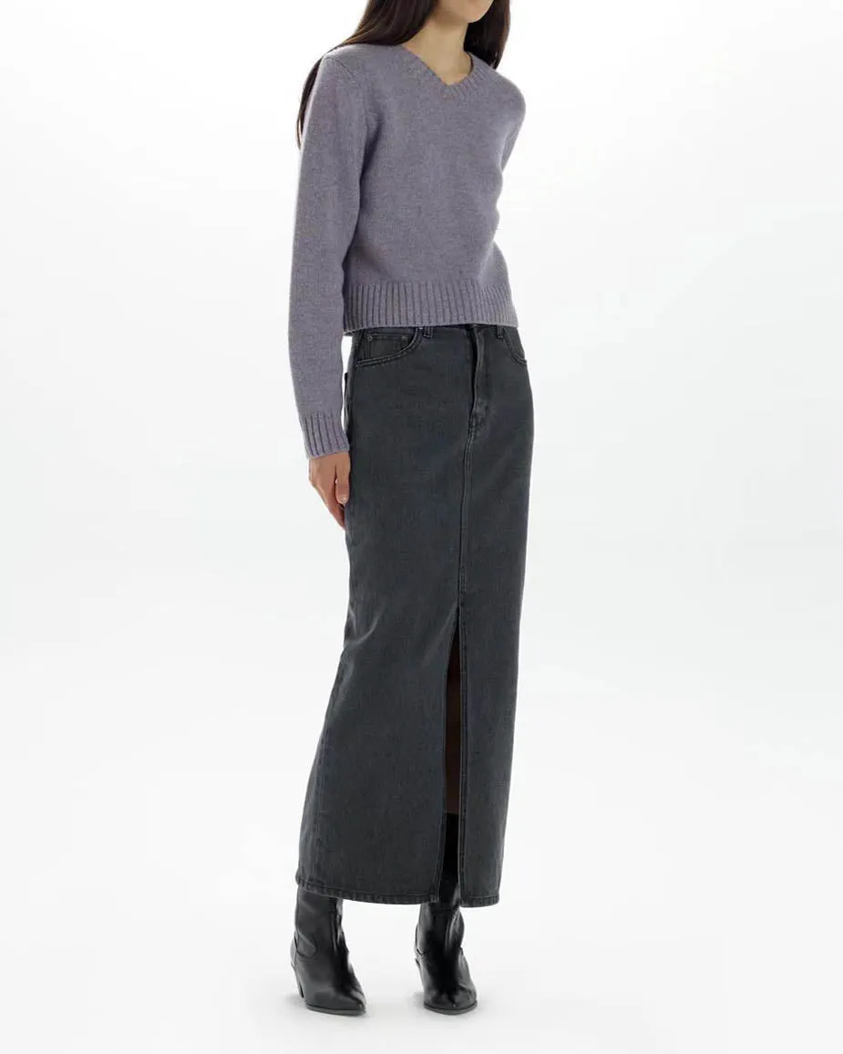 RIE LONG DENIM SKIRT