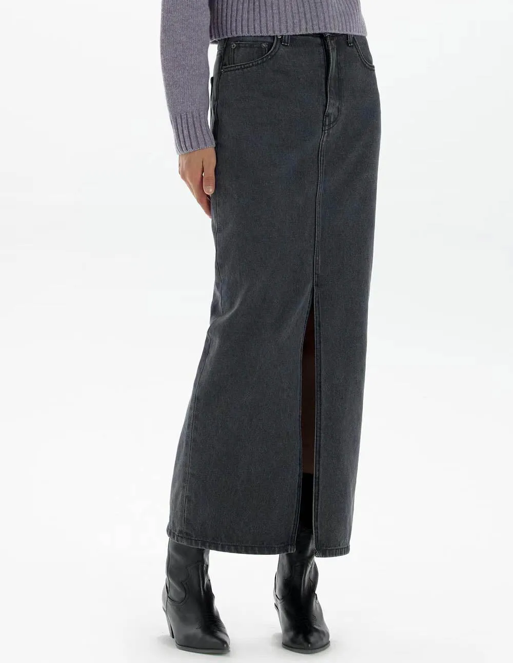 RIE LONG DENIM SKIRT