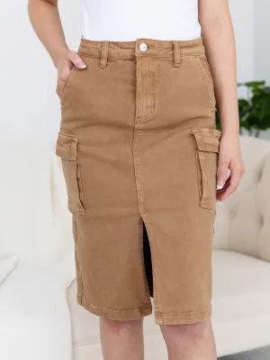 RISEN High Rise Midi Cargo Skirt
