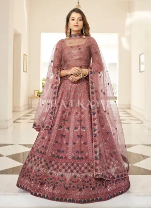 Rose Pink Multi Embroidered Traditional Lehenga Choli