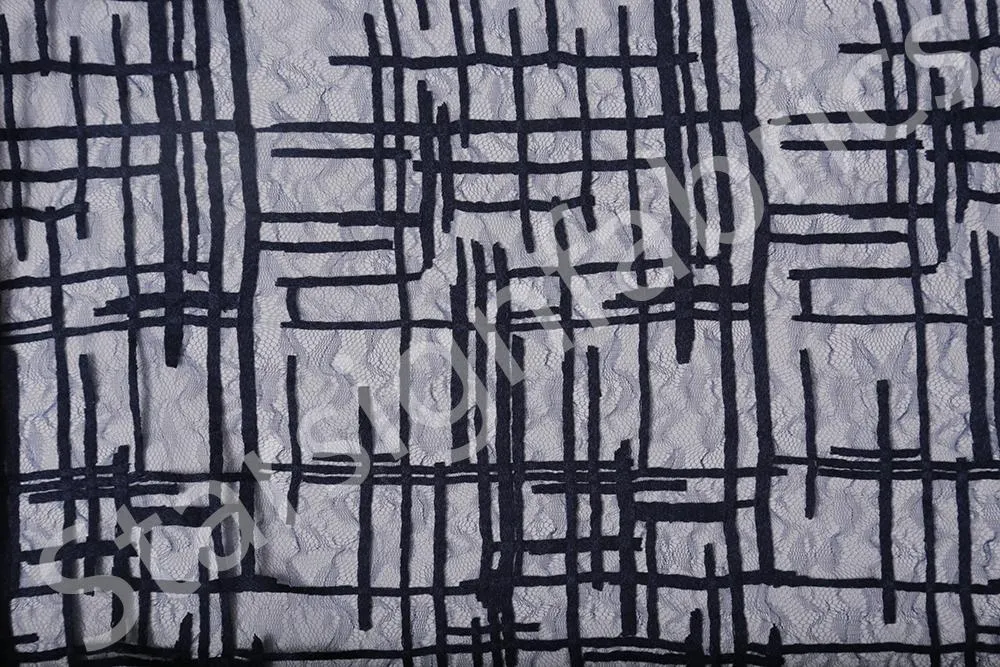 Royal Style Short Striped Rayon Embroidery Lace Fabric