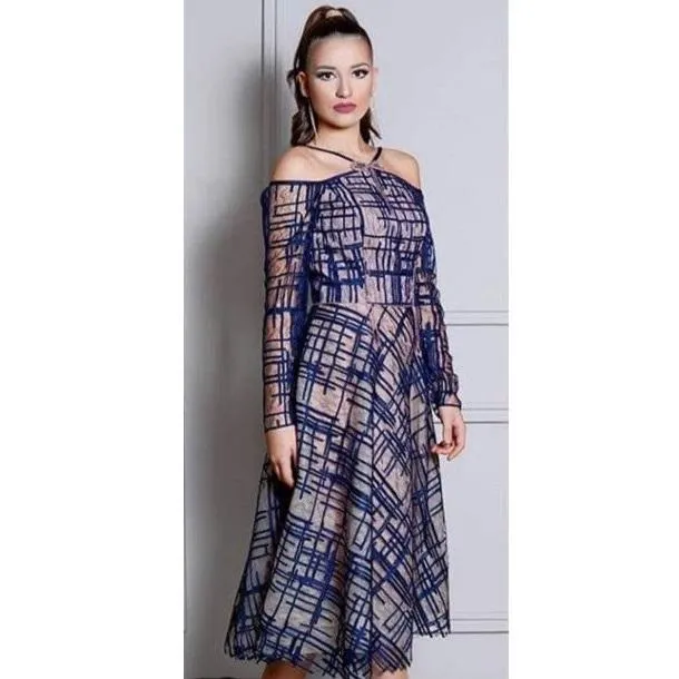 Royal Style Short Striped Rayon Embroidery Lace Fabric