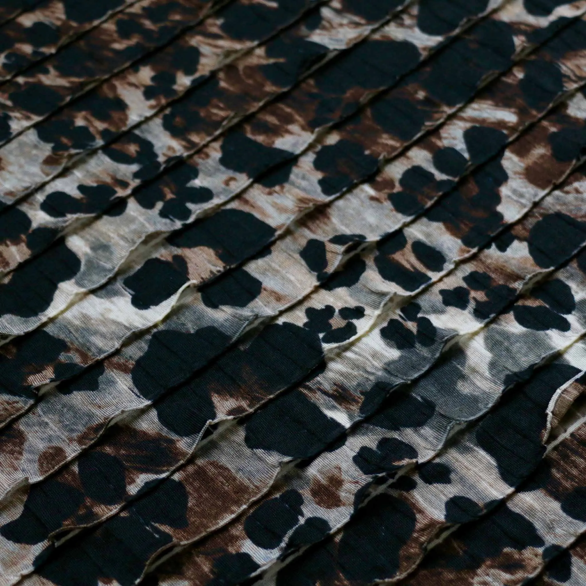 Ruffle RaRa Fabric - Black, Purple and animal print