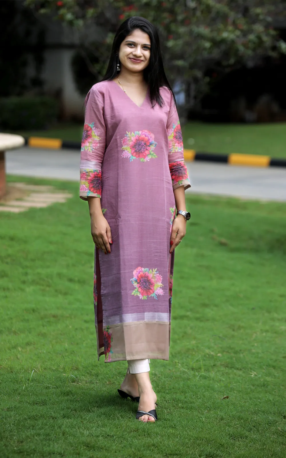 RUSTIC A LINE PURPLE KURTA