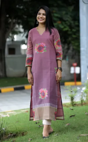 RUSTIC A LINE PURPLE KURTA
