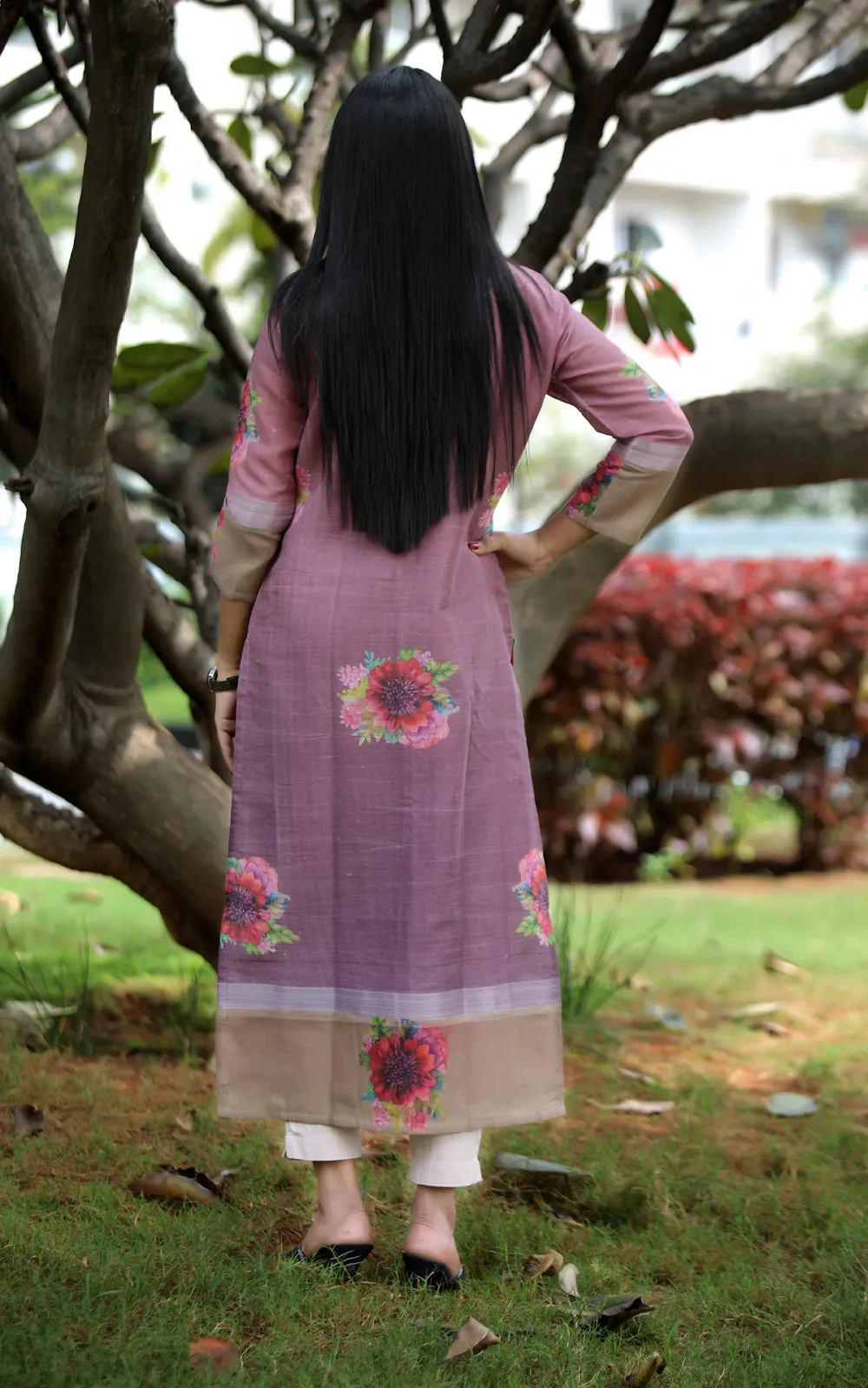 RUSTIC A LINE PURPLE KURTA