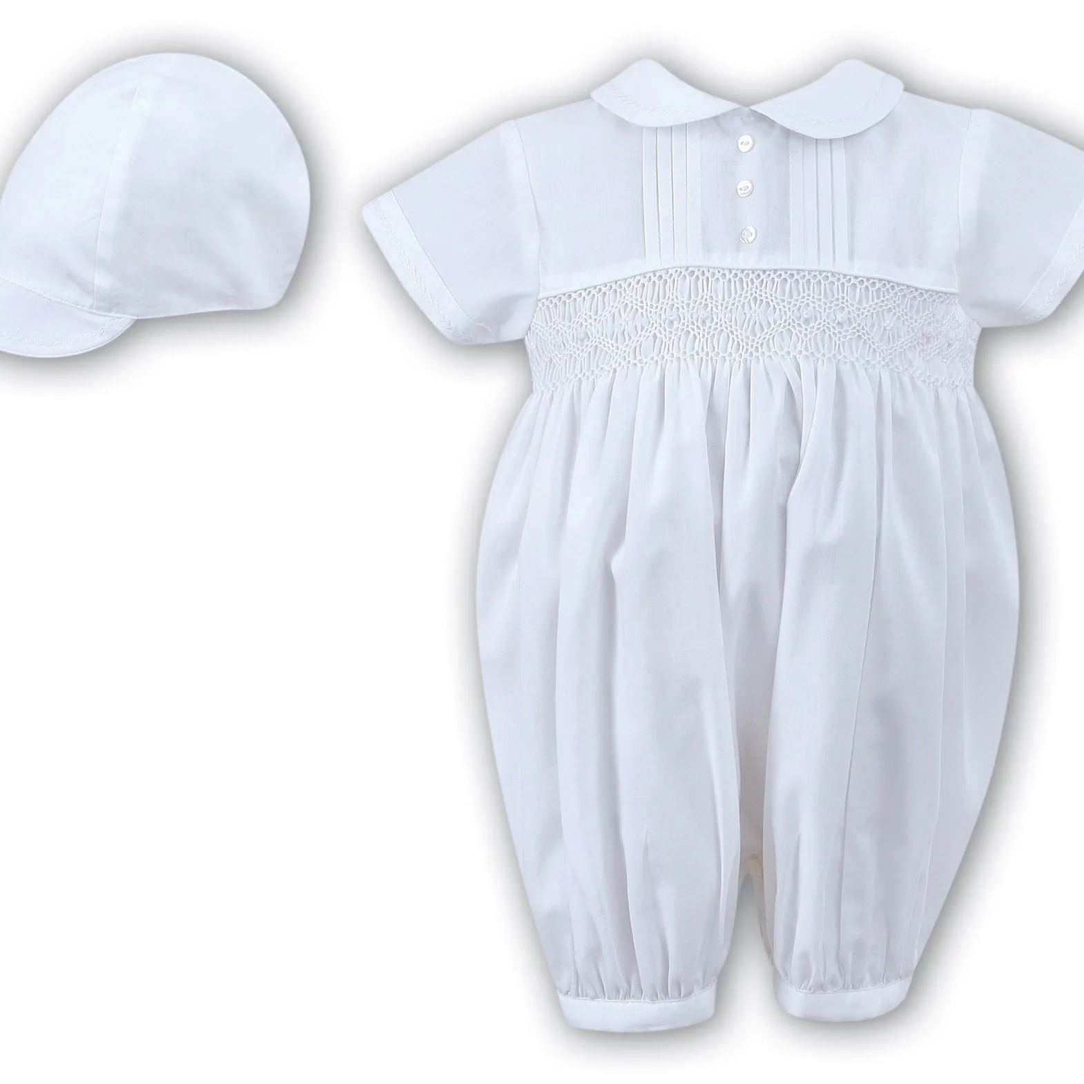 SARAH LOUISE -  Romper & Hat Set - White