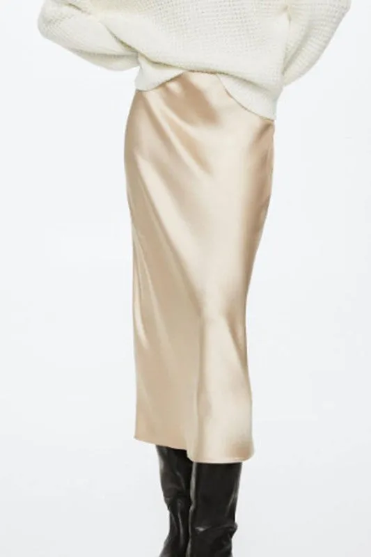 Satin Bias Cut Midi Skirts