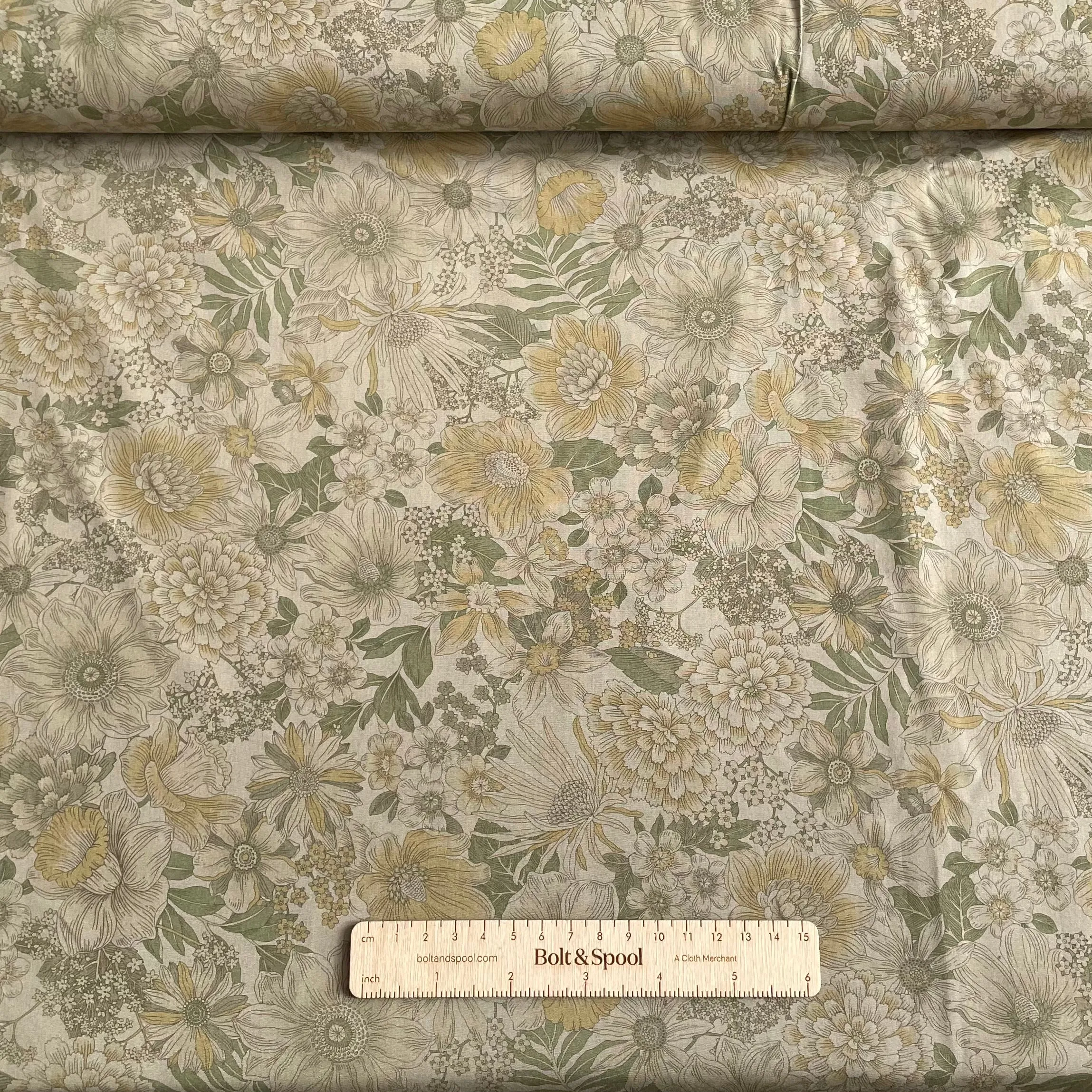 Sevenberry Cotton Broadcloth - Khaki Floral