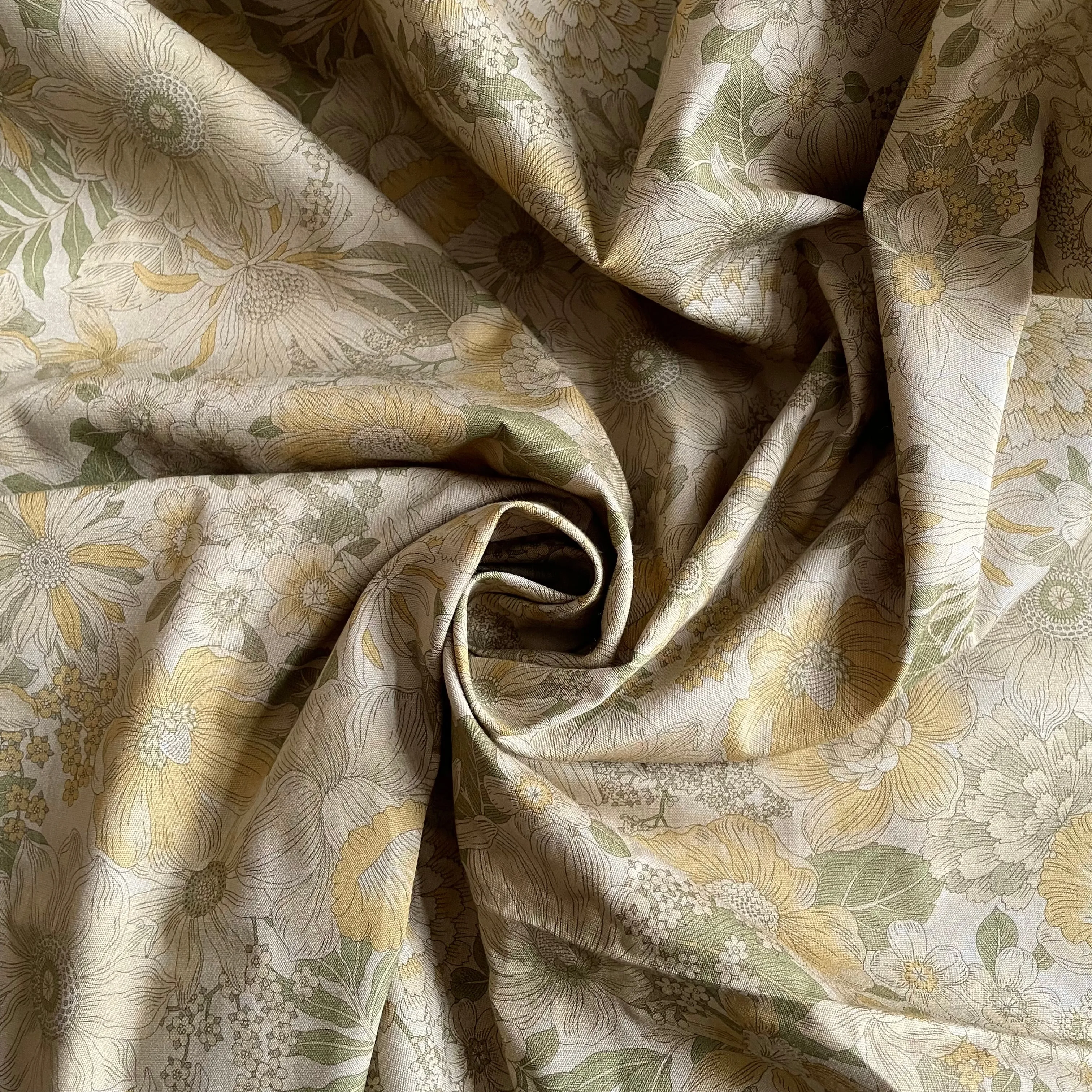 Sevenberry Cotton Broadcloth - Khaki Floral
