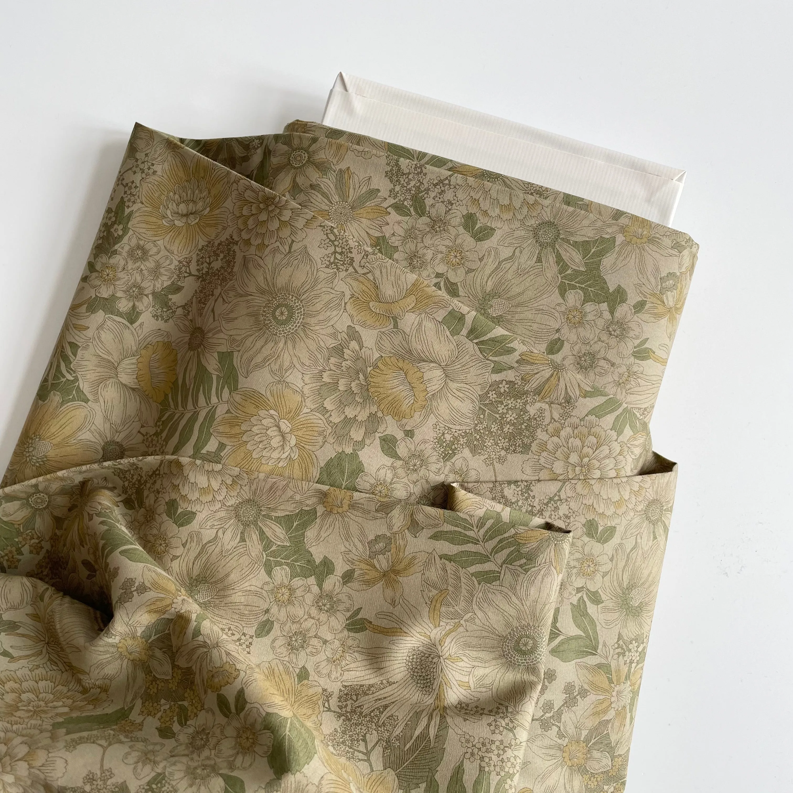 Sevenberry Cotton Broadcloth - Khaki Floral
