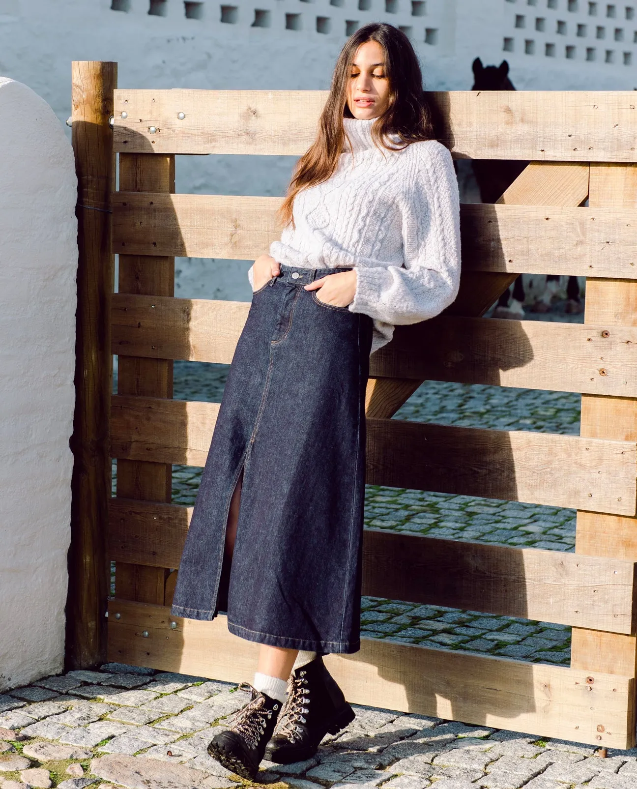Shelby Organic Cotton Denim Skirt In Indigo