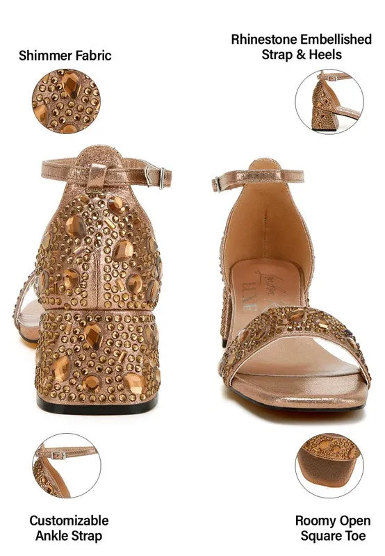 Size 9 Green Rhinestone Embellished Shimmer Sandals