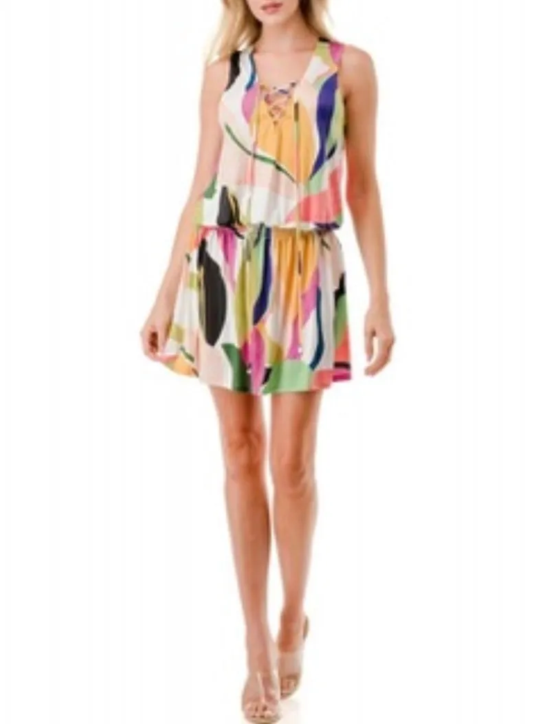 Smock Waist Lace-Up Dress - Multi FINAL SALE
