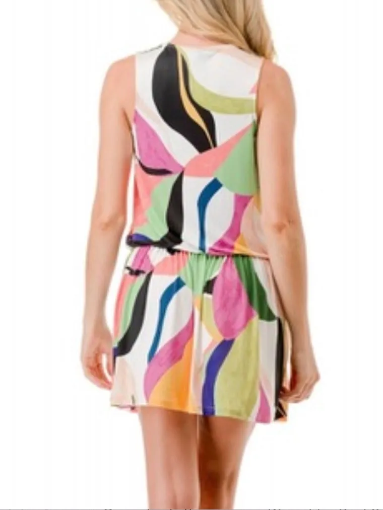 Smock Waist Lace-Up Dress - Multi FINAL SALE