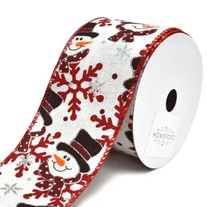 Snowman and Snowflake Wired Christmas Ribbon, 2-1/2-Inch, 10-Yard